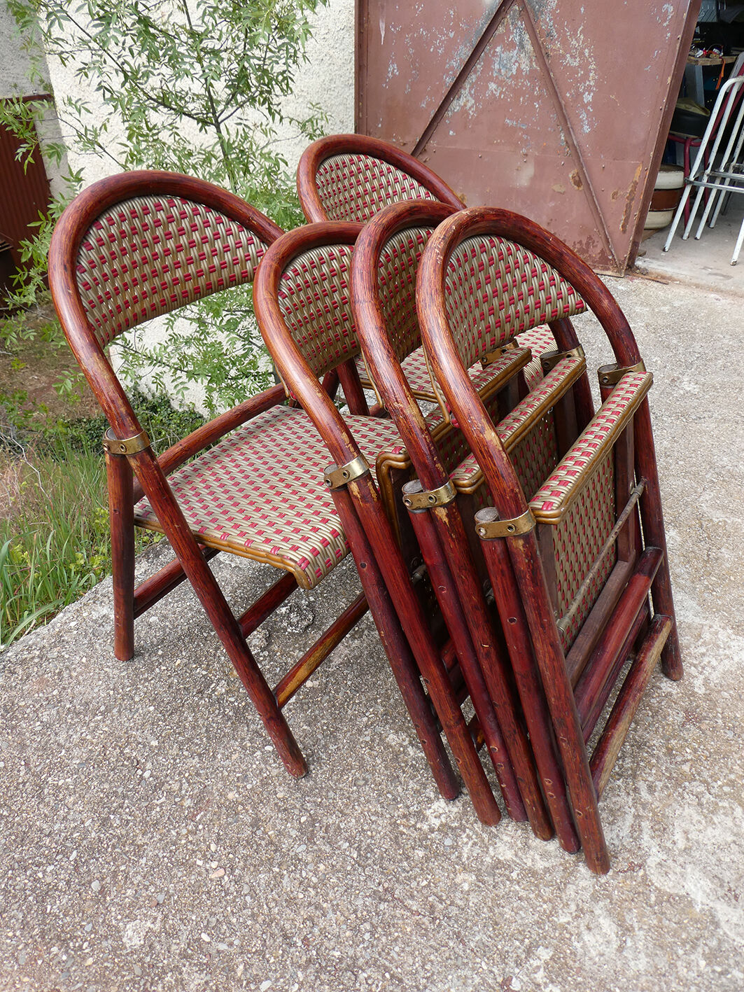 Lot of 5 folding bistro chairs of terrace type "parisian"