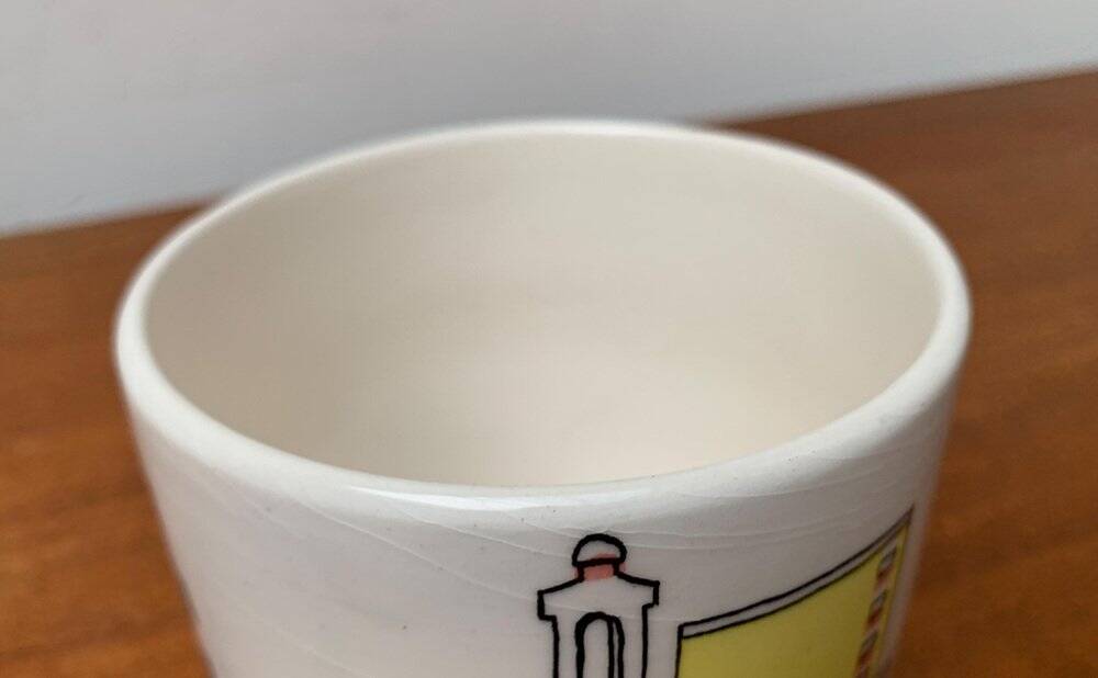 German ceramic box or mid-century biscuit jar with a teak lid by SMF Schramberg Keramik, 1960s