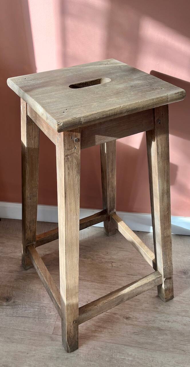 High wooden stool