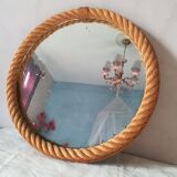 Round mirror in rope, 45 cm