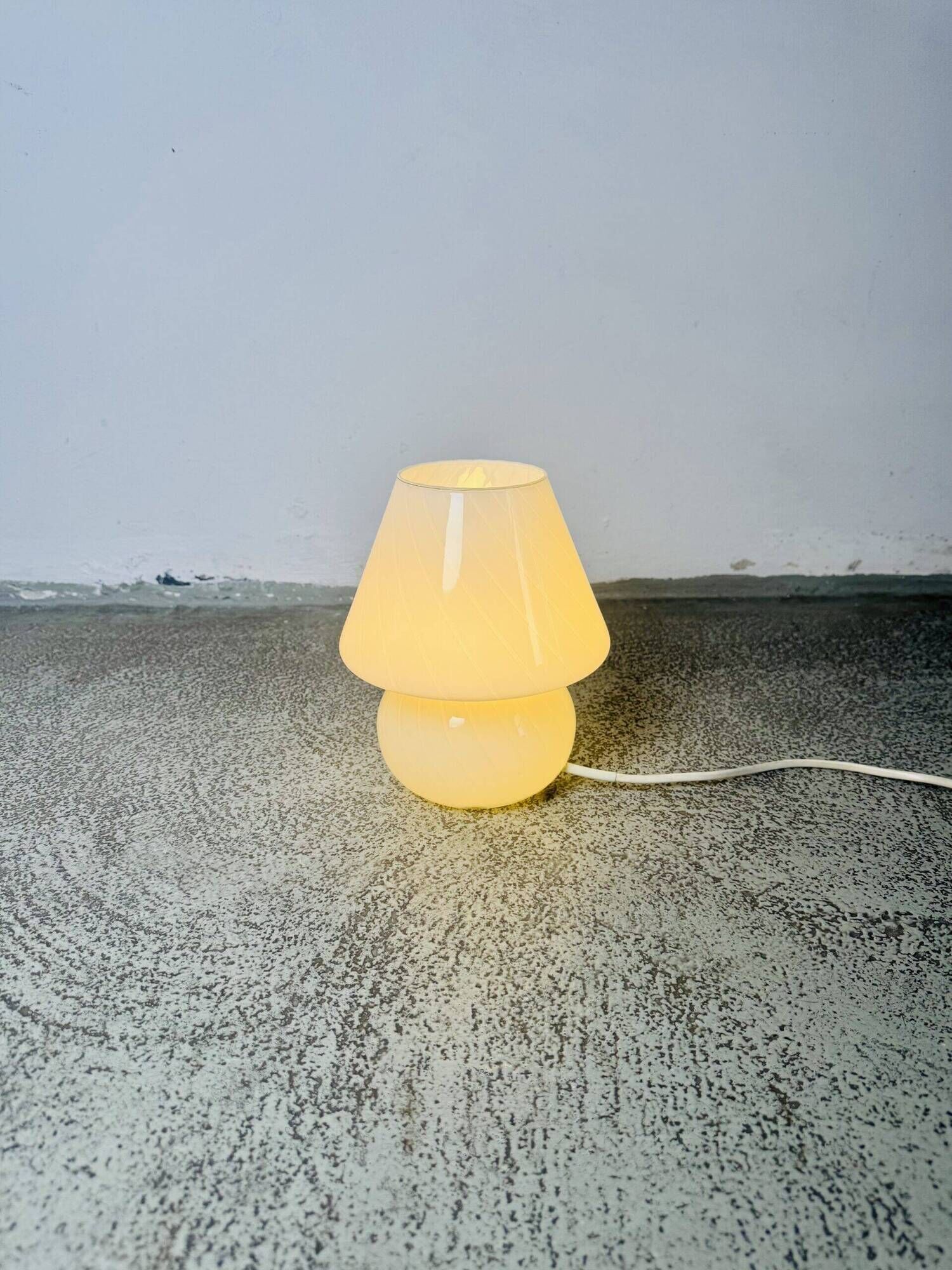 Opaline Glass Swirl Mushroom Table Lamp By Hala Zeist, The Netherlands 1960S
