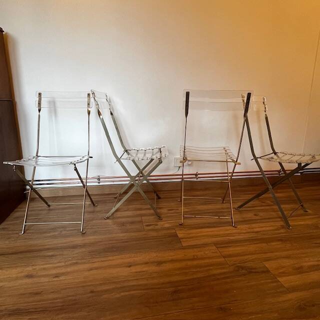 Set of 4 plexiglass folding chairs by Yonel Lebovici and Bernard Berthet 1970