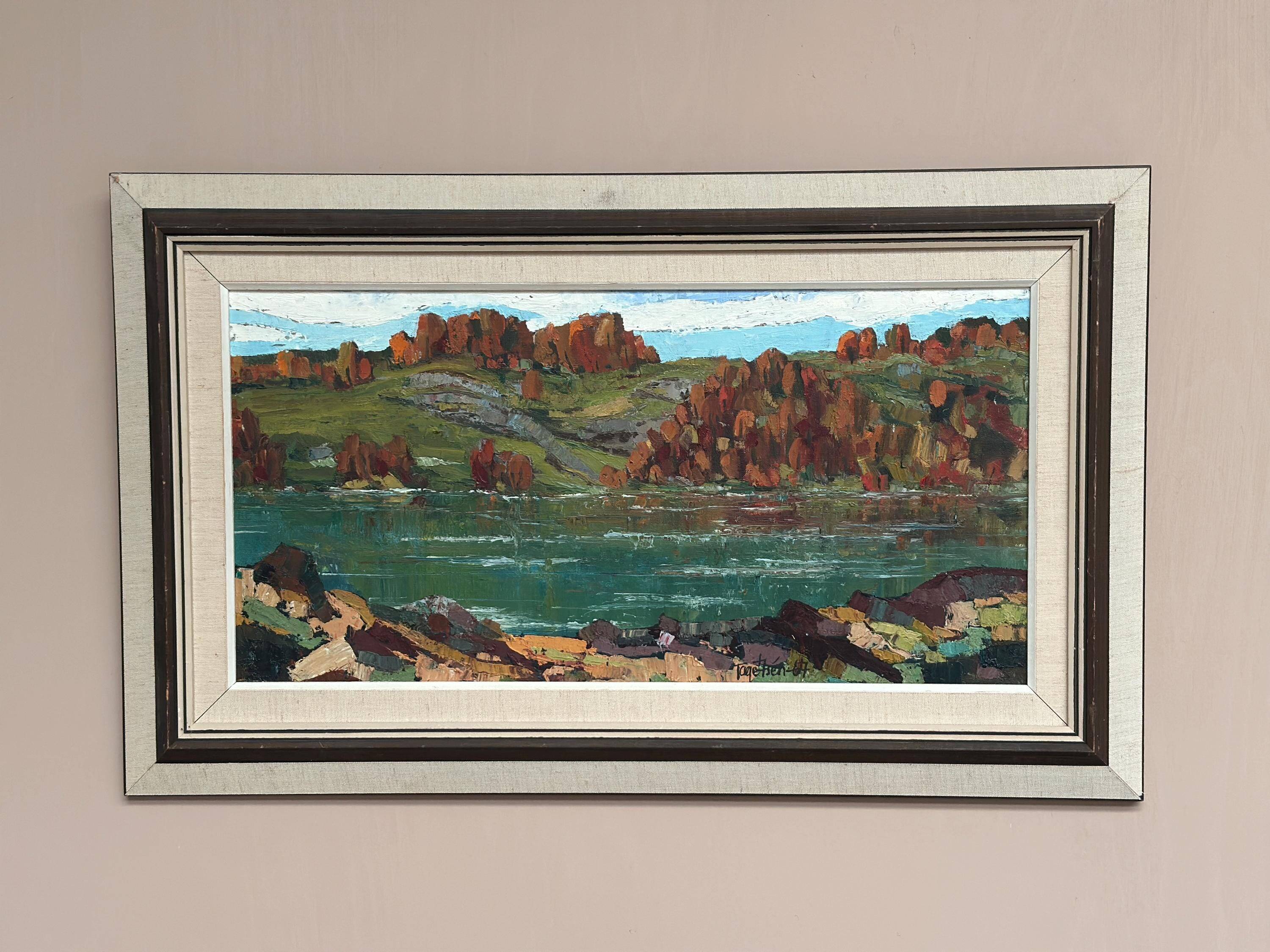 Swedish Oil On Canvas – “River View” By Tage Törngren