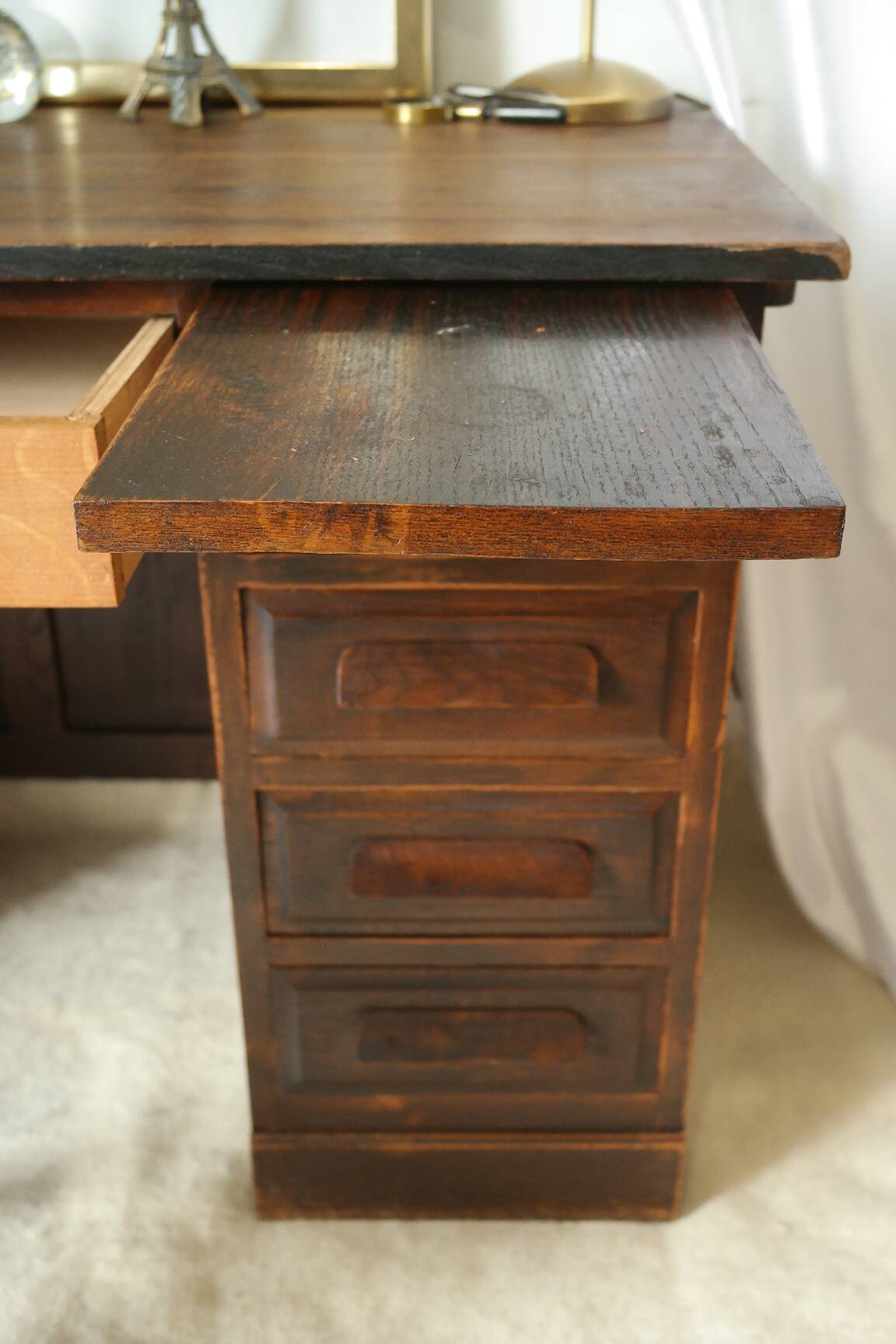 Vintage oak pedestal desk