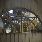 Rounded industrial mirror in riveted metal 1920