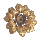 Ceiling lamp wall lamp flower Masca, gilded metal, 1970