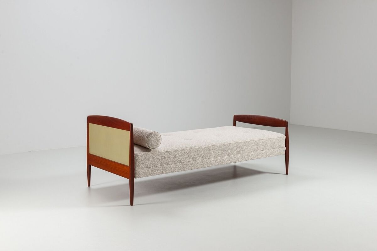 Scandinavian daybed in teak and cane Denmark 1960