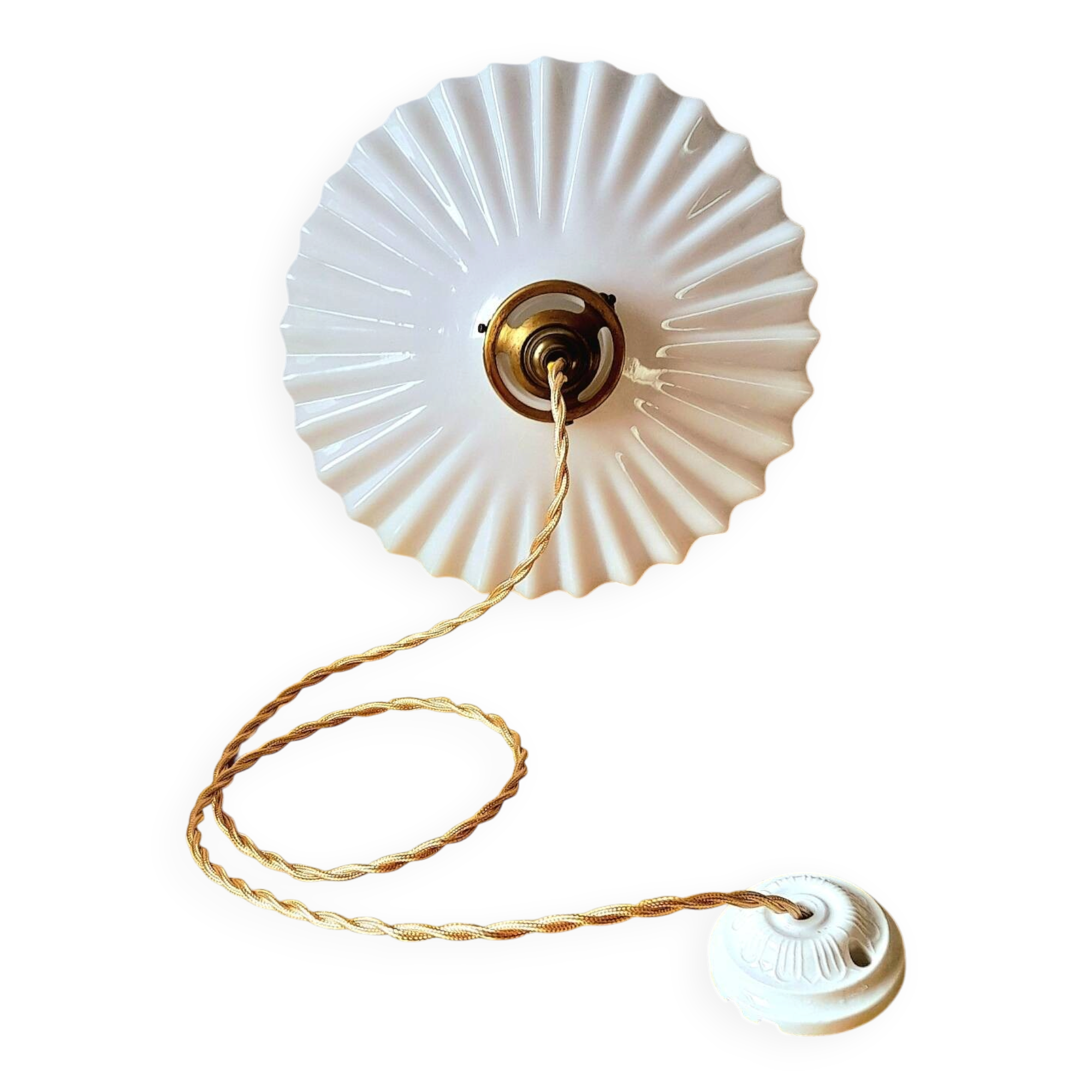 Suspension in pleated opaline 1950