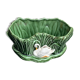 Pot cover in ceramic slurry glazed green pattern foliage and swan made in england numbered