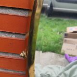 Grand miroir biseauté ancien laiton