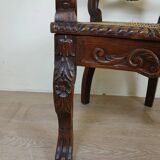 Renaissance style office chair in solid oak circa 1850