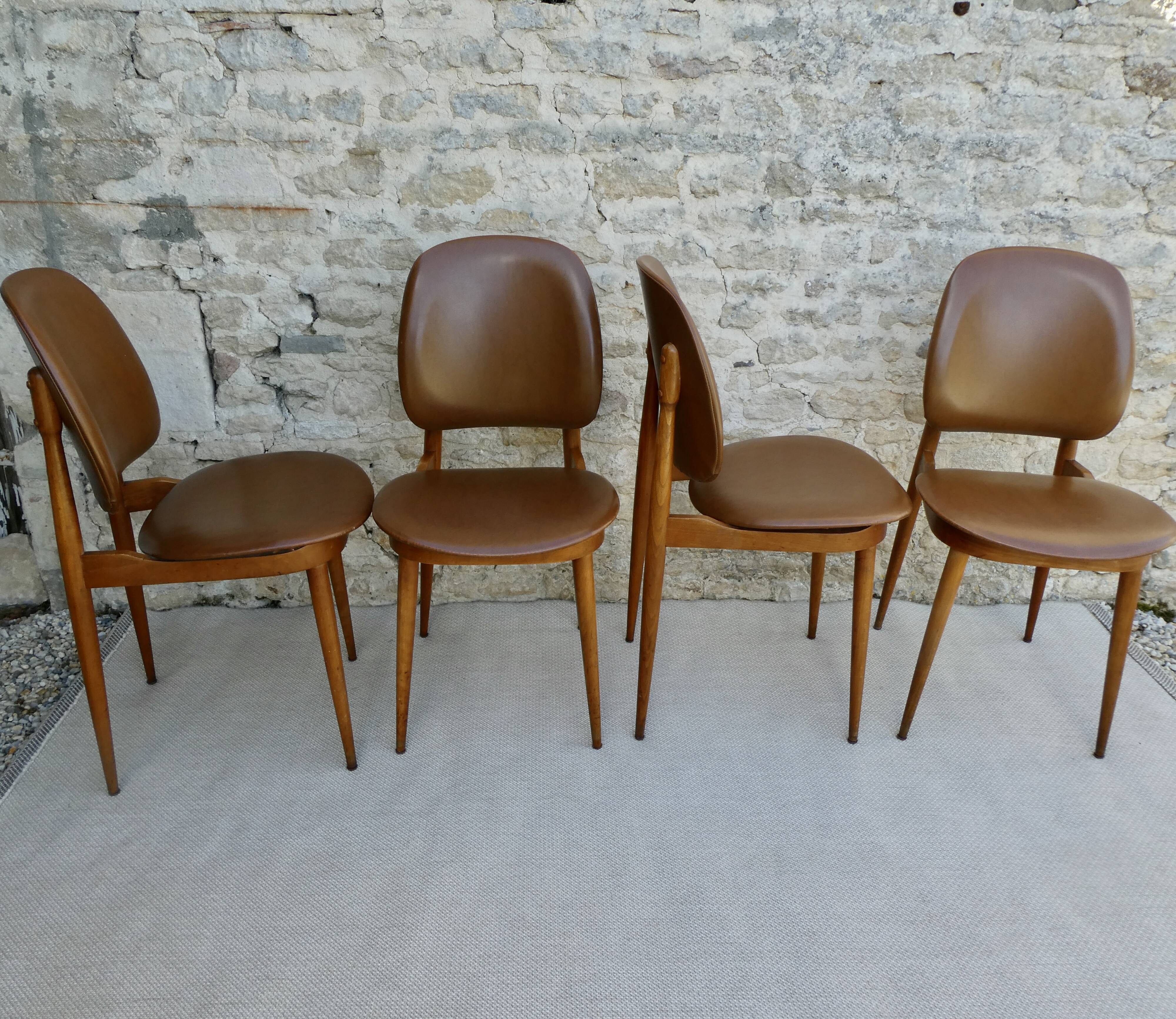 4 Baumann chairs, 60s