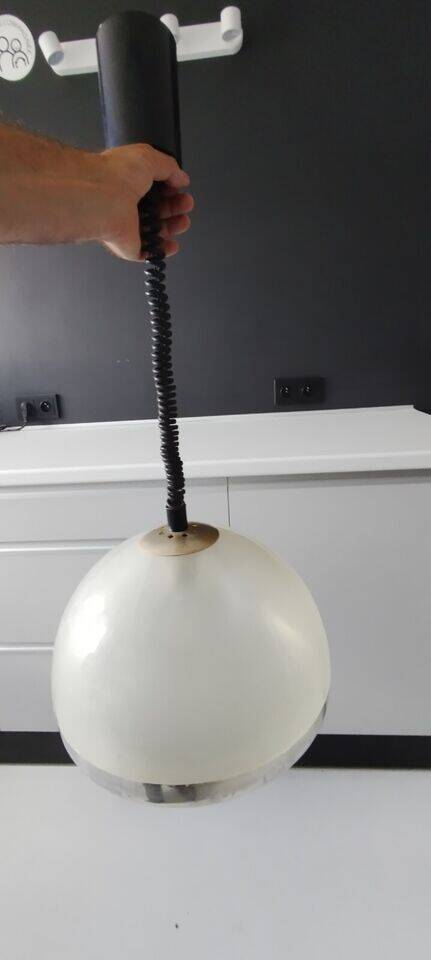 Chandelier rises and falls transparent plastic and chrome vintage 1970 space age