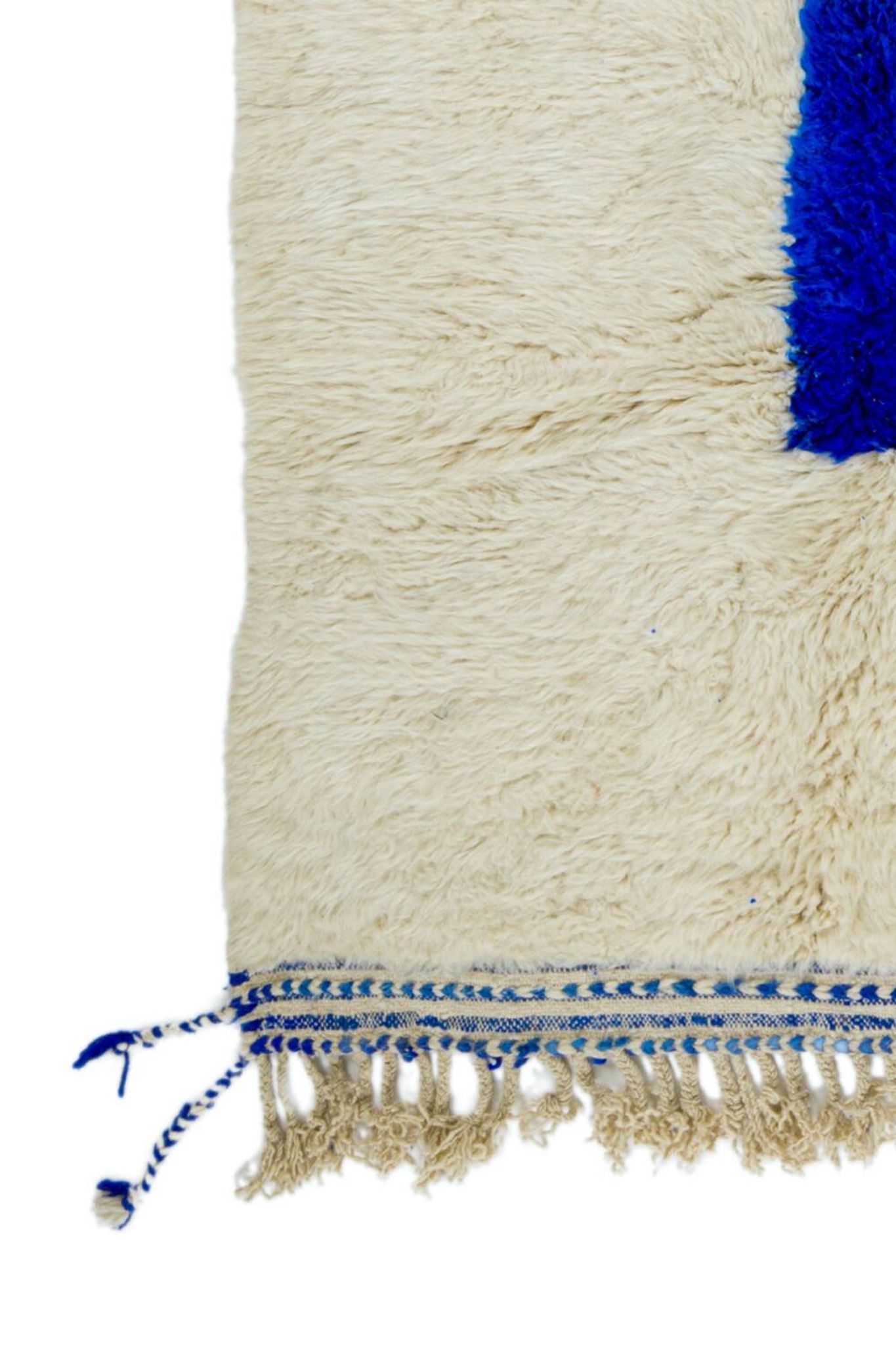 Modern Moroccan Berber Rug Klein Blue and White