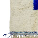 Modern Moroccan Berber Rug Klein Blue and White