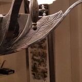 Art deco chandelier in chromed metal and glass 6 arms of lights