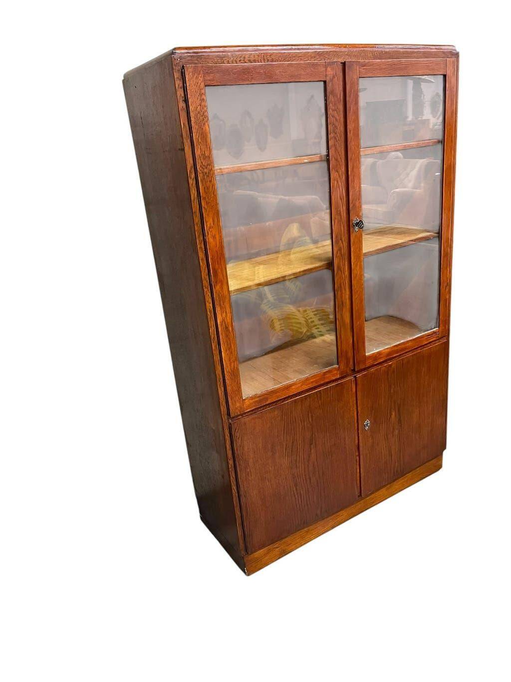 Vintage wooden shallow pharmacy cabinet/laboratory cabinet.