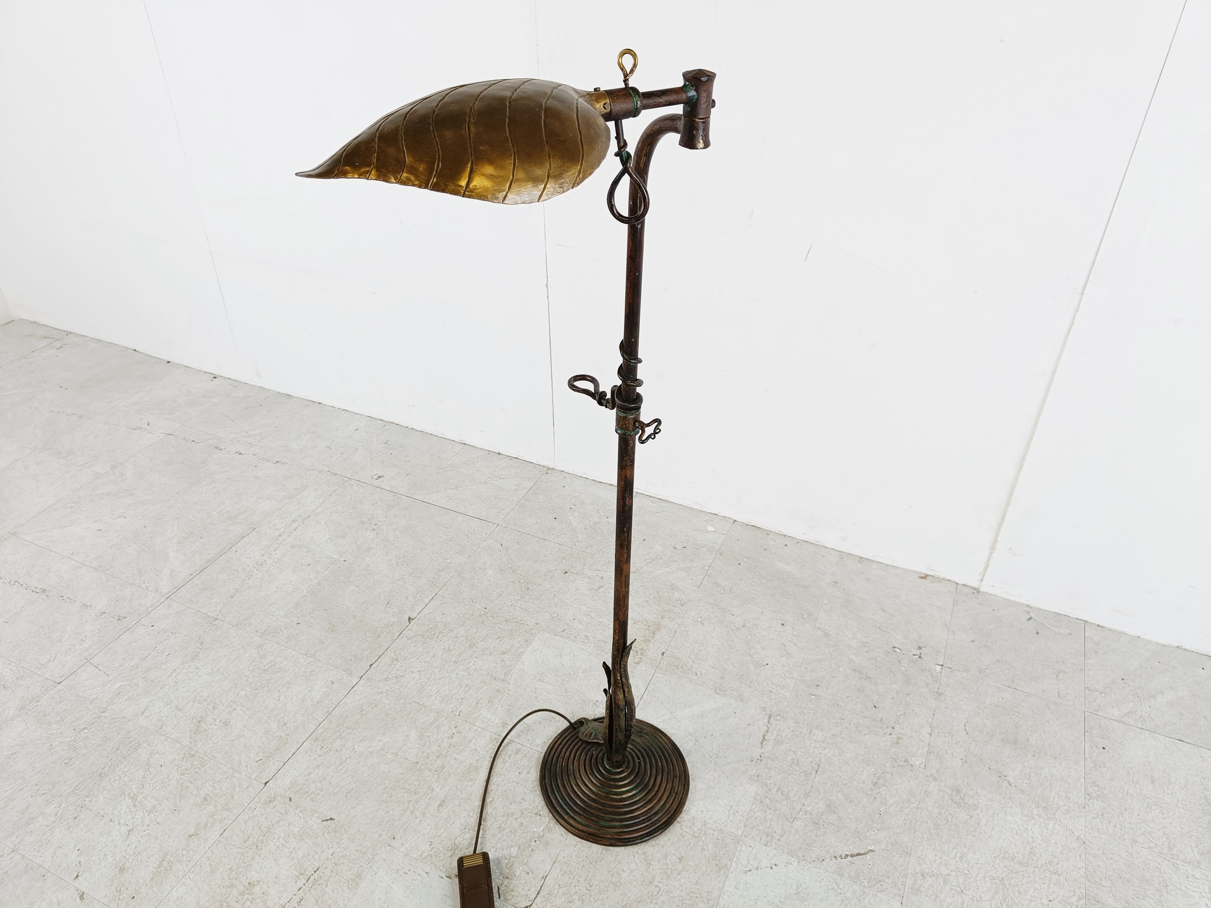 Vintage brass leaf floor lamp 1970s