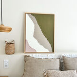 Minimalist relief table linen, khaki, pink, cream.