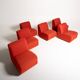 Modular Sofa in Red Fabric, Italy, 1970s