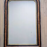 Louis-Philippe style mirror in black and gold flame wood - 96 x 66 cm