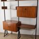 Bibliothèque modulable vintage en bois et métal Italie, 1960