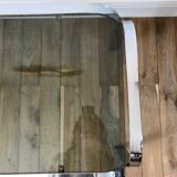 Coffee table in smoked glass and chrome 70s