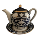 Uzbek teapot, plate, porcelain, collection, ethnic, signed, gilding