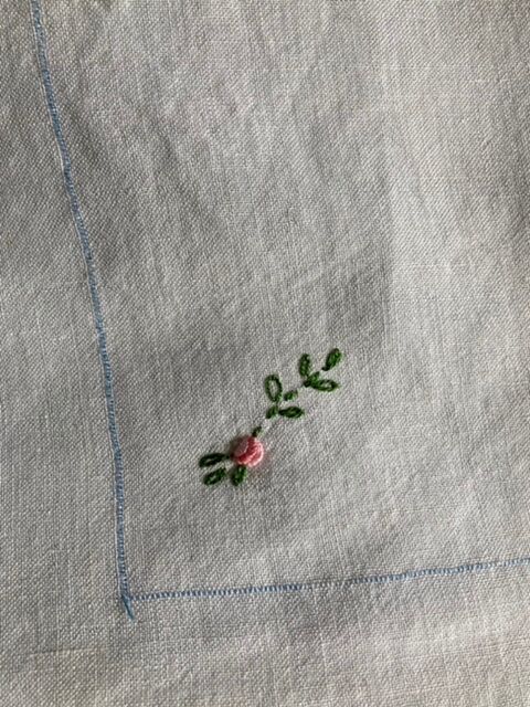 Vintage embroidered tea tablecloth