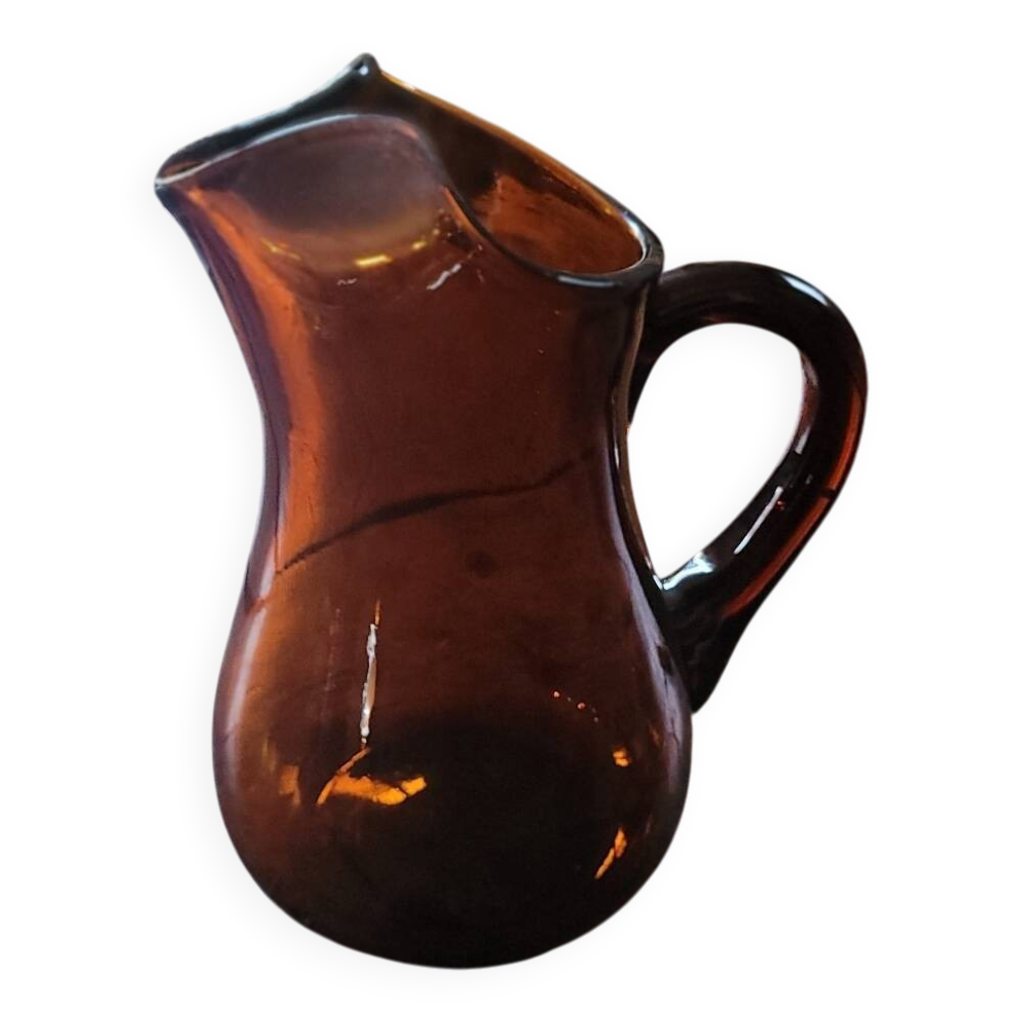 Dark amber glass pitcher – 1960s