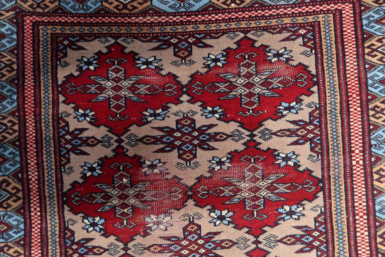 Antique Uzbek Bukhara handmade rug 94cm x 125cm (1920s)