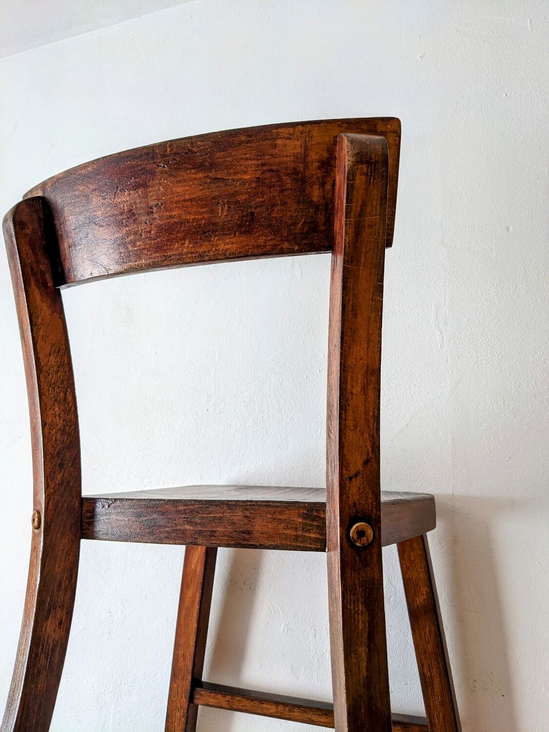 High chair in varnished wood 50s