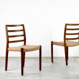 Set of 2 niels moller model 85 midcentury chairs from denmark in teak