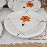 Set of vintage Italian dishes in ecru ceramic with daisy decoration "PRIMULA Made in Italy"