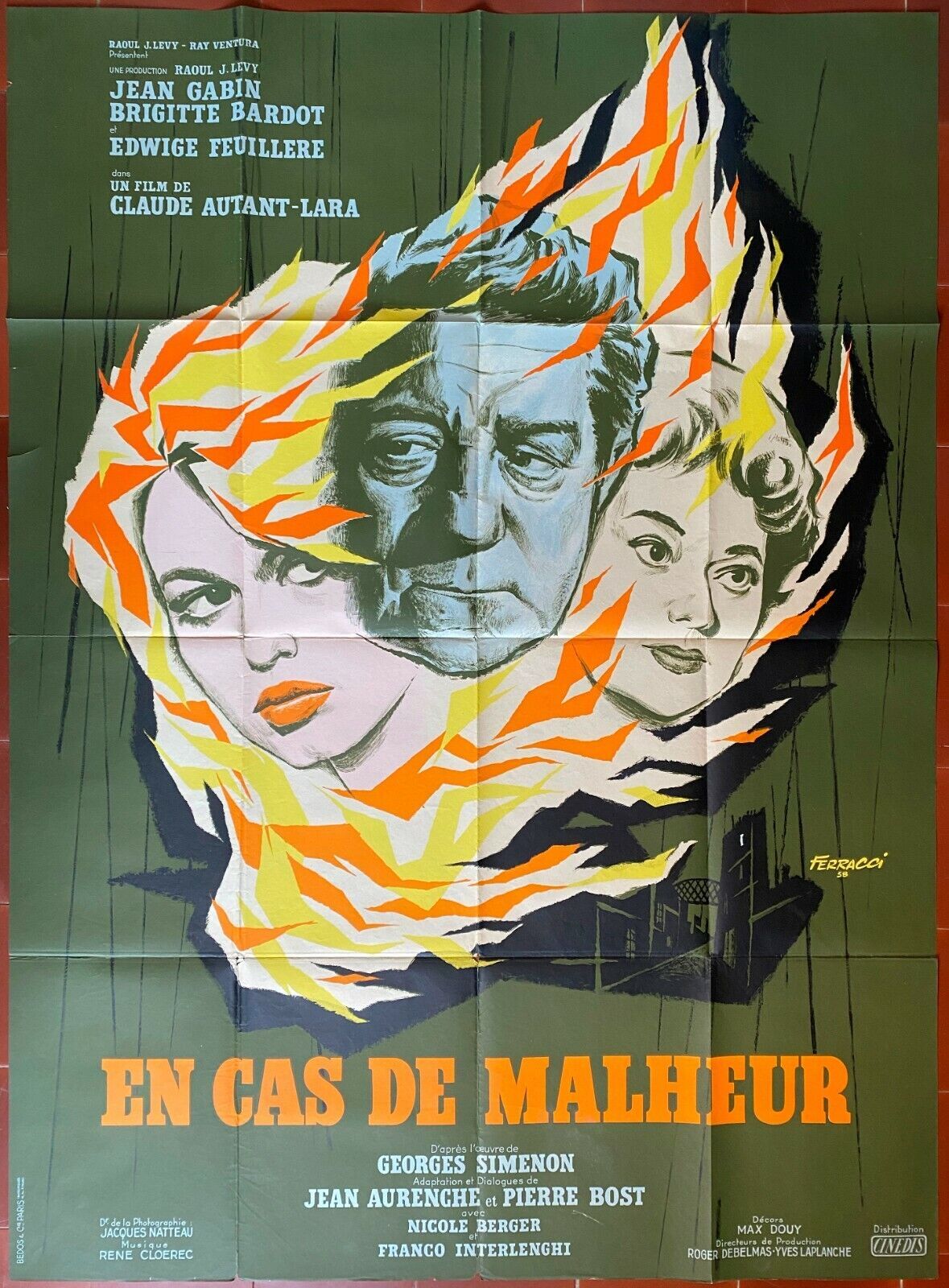 Poster "In case of misfortune" Brigitte Bardot, Jean Gabin 120x160