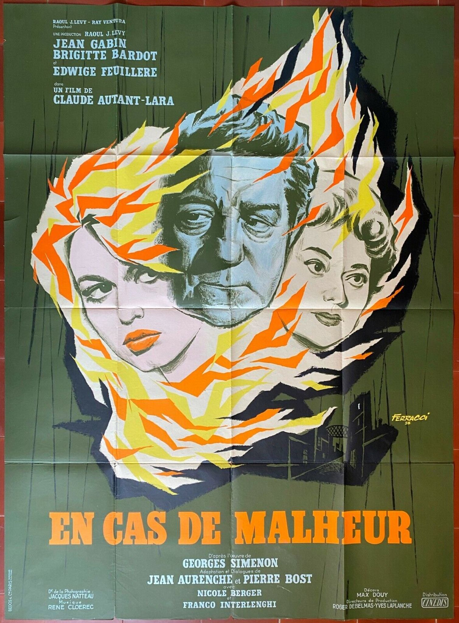 Affiche "En cas de malheur" Brigitte Bardot, Jean Gabin 120x160