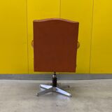 Vintage orange leather buttoned back gainsborough swivel desk chair from 1980