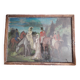 Old oil painting representing an equestrian scene