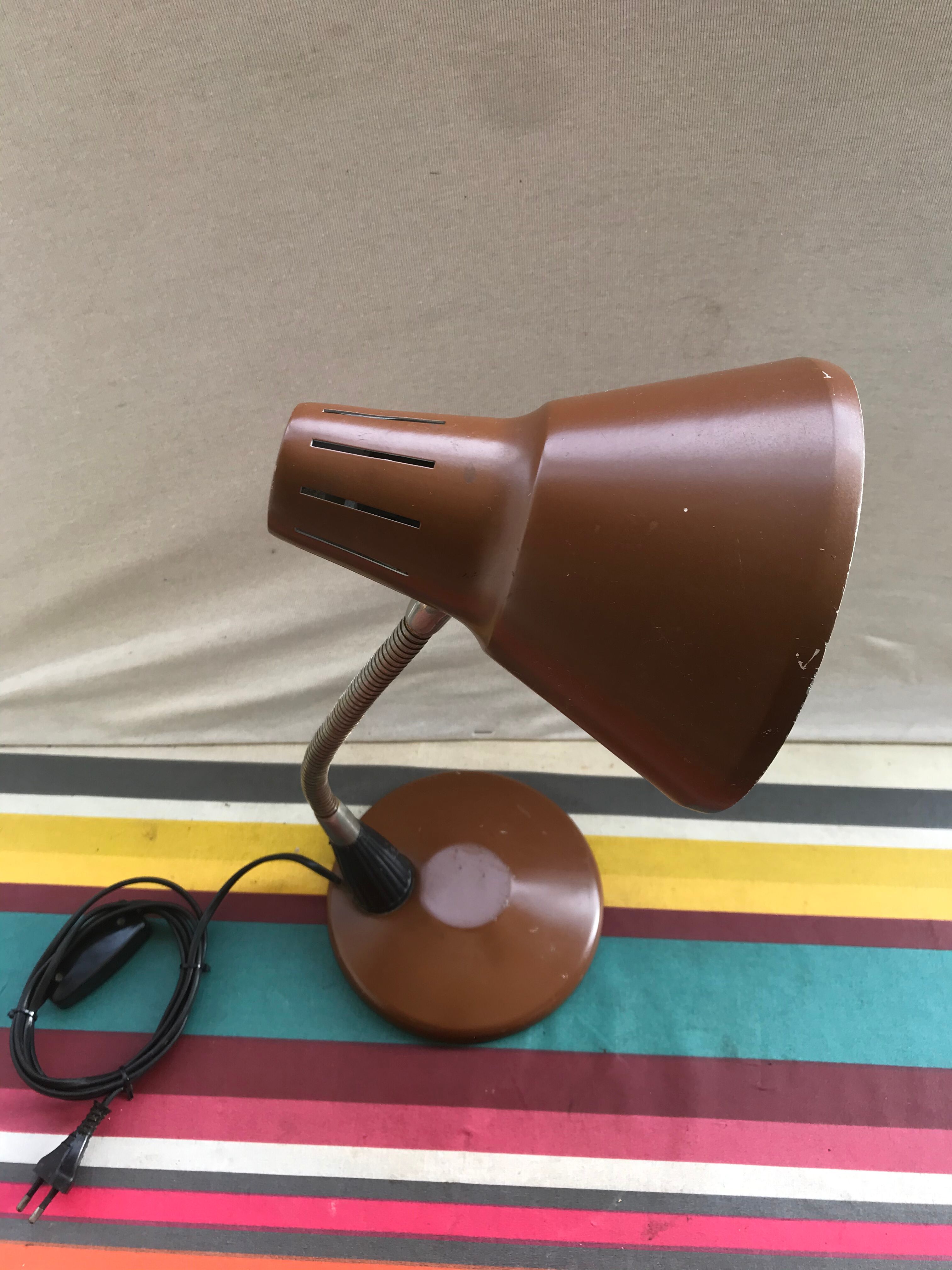 Office lamp workshop metal brown - flexible arms chrome 70vintage