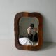 Free-form mirror in solid wood, vintage