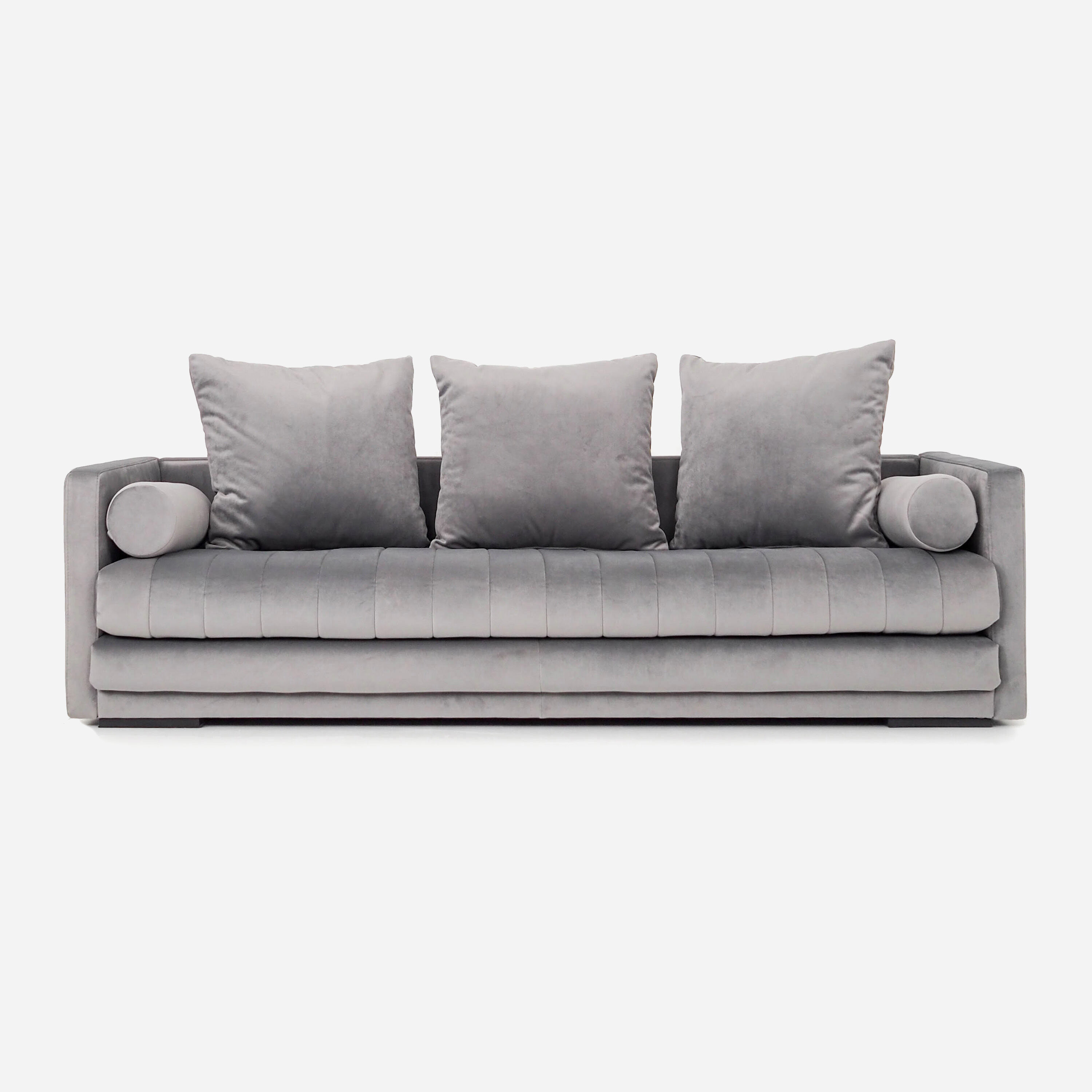 Canapé kopenhaga argent velour, design scandinave