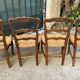 Set of 4 Provençal oak chairs with rush seats.