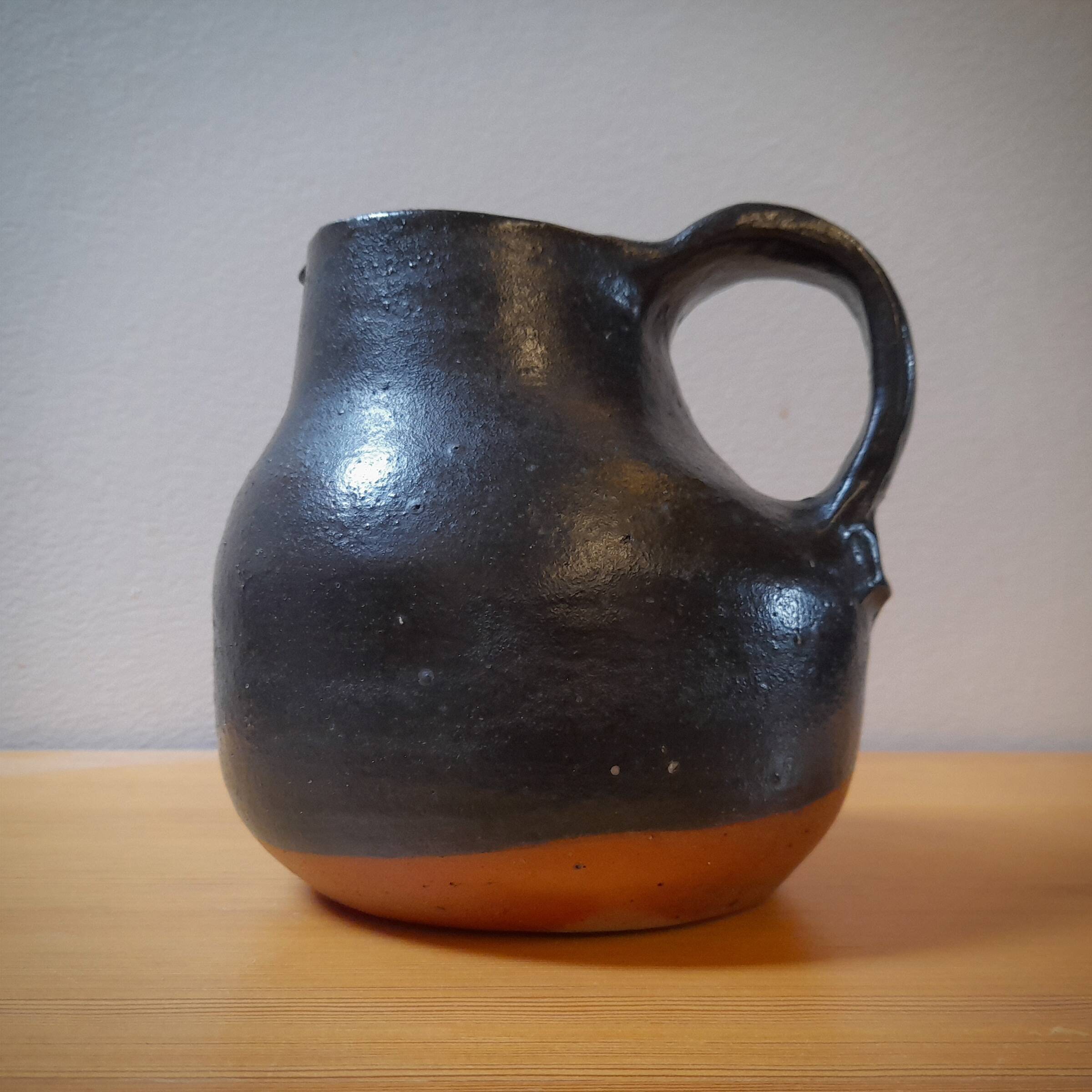Yves Mohy, pyrite stoneware pitcher, La Borne, France, 1950s