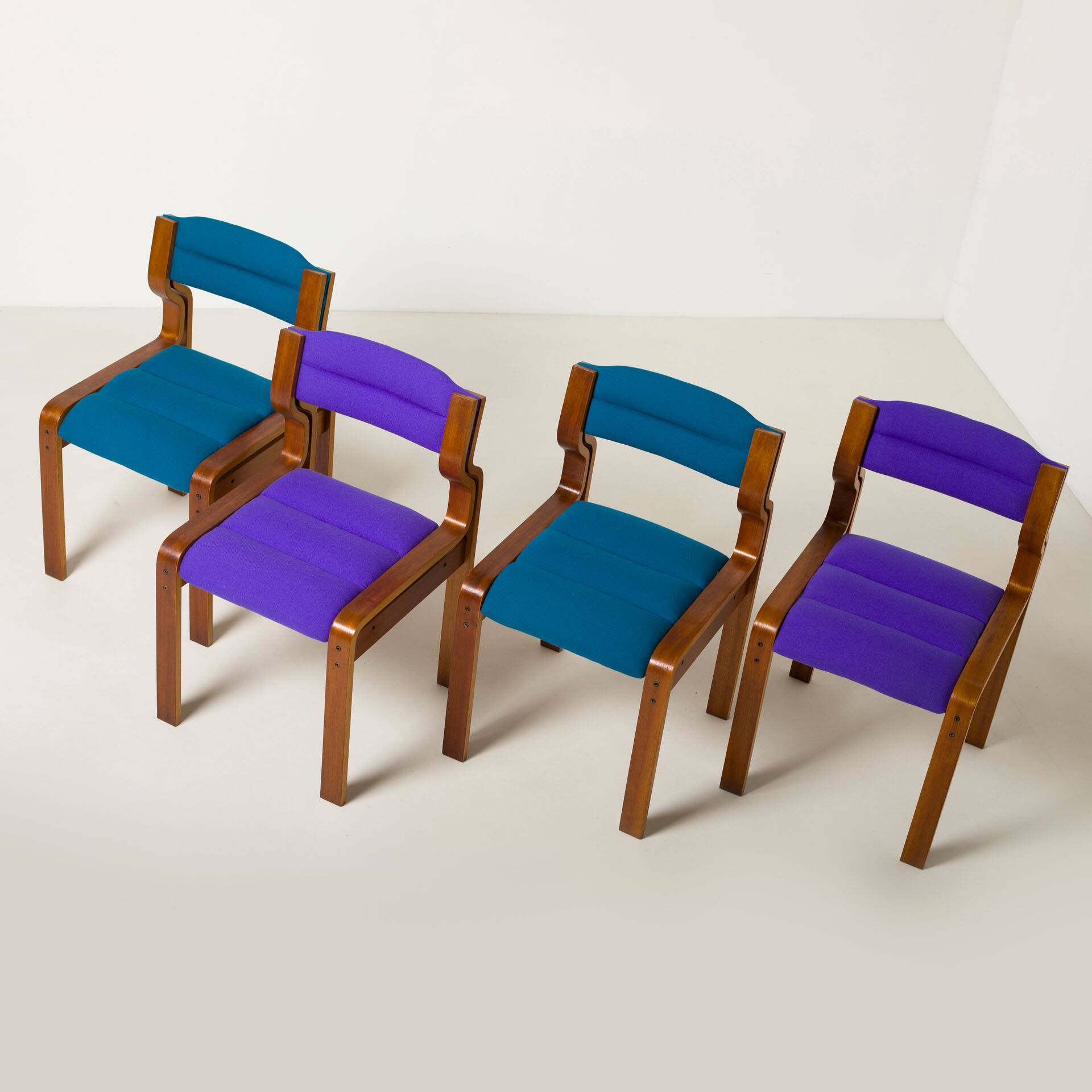 Set of 4 dining chairs by Jan Bocan / Zbynek Hrivnac / Ludvik Volak, 1970s.
