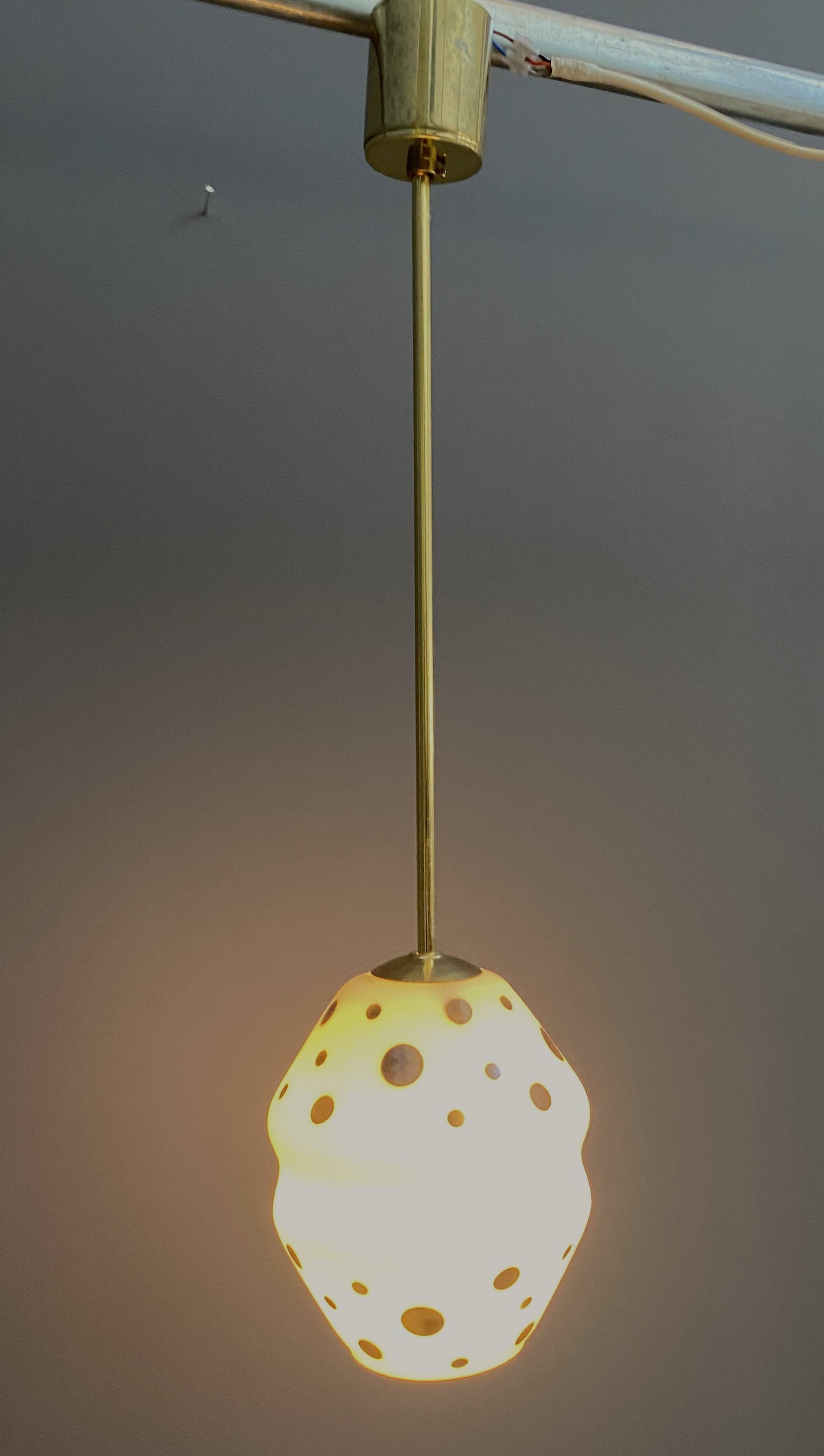 White with black dots pendant lamp 1960s