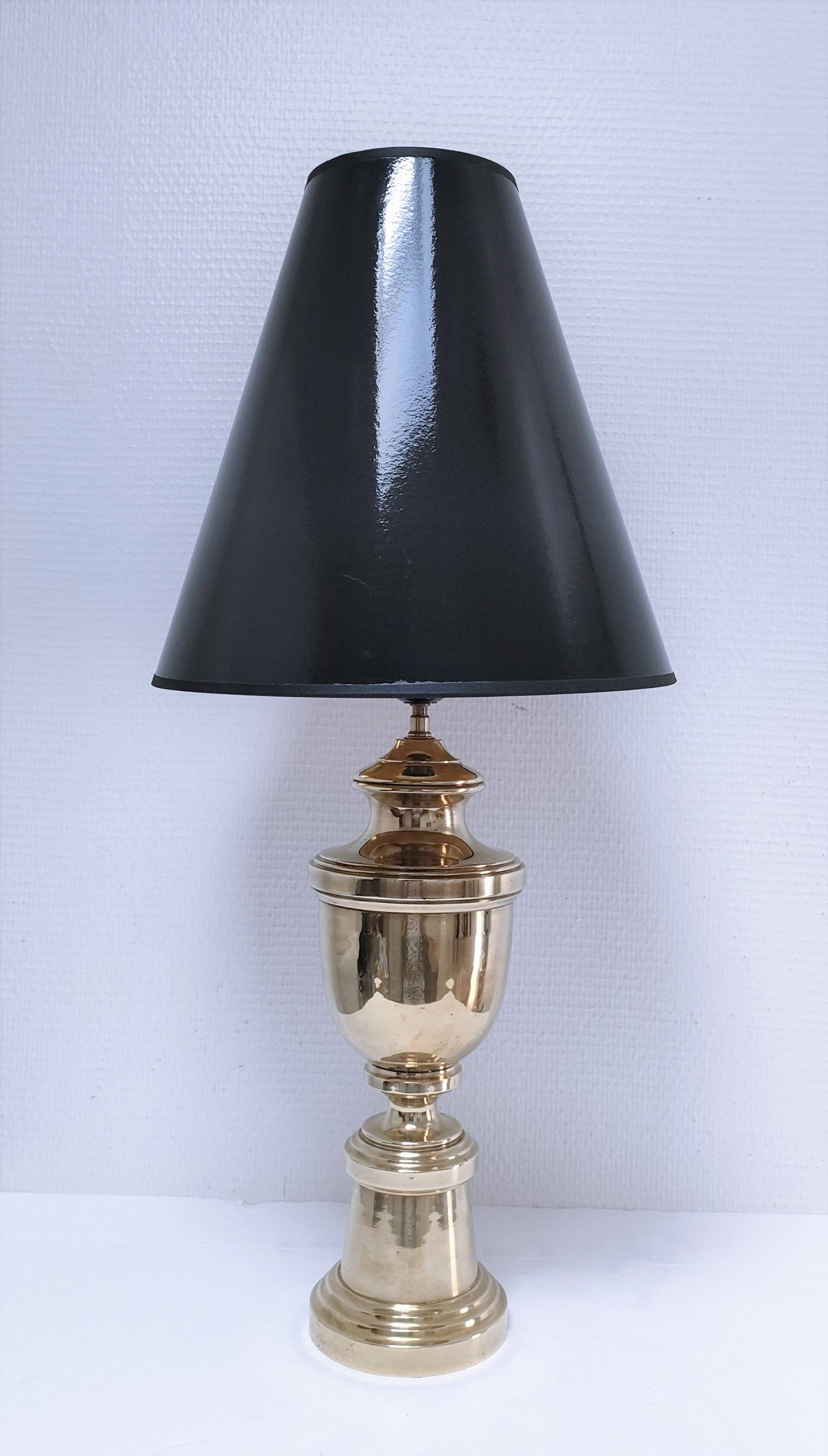 Paire pieds de lampe laiton massif néoclassique H.41 cm