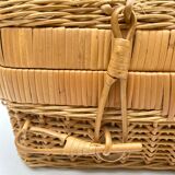 Vintage braided bamboo suitcase