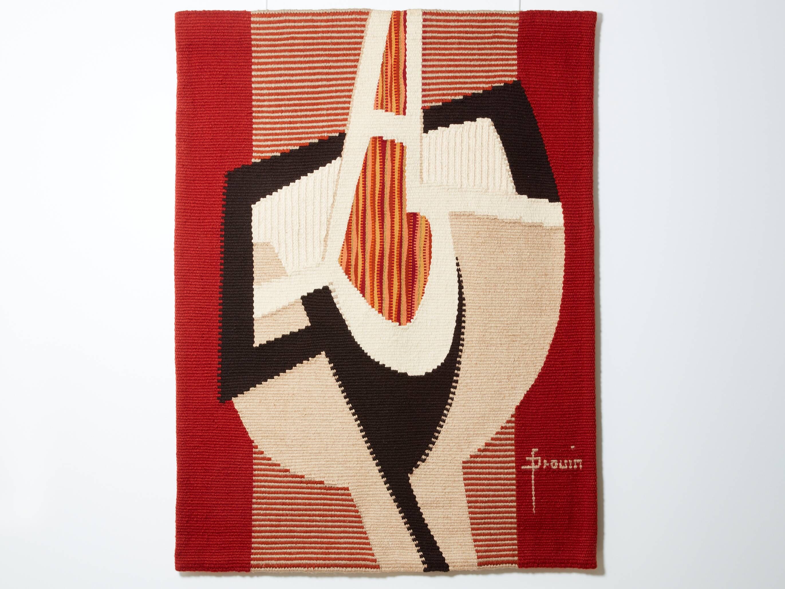 Daniel Drouin woven wool tapestry “Ombre rouge” 1970