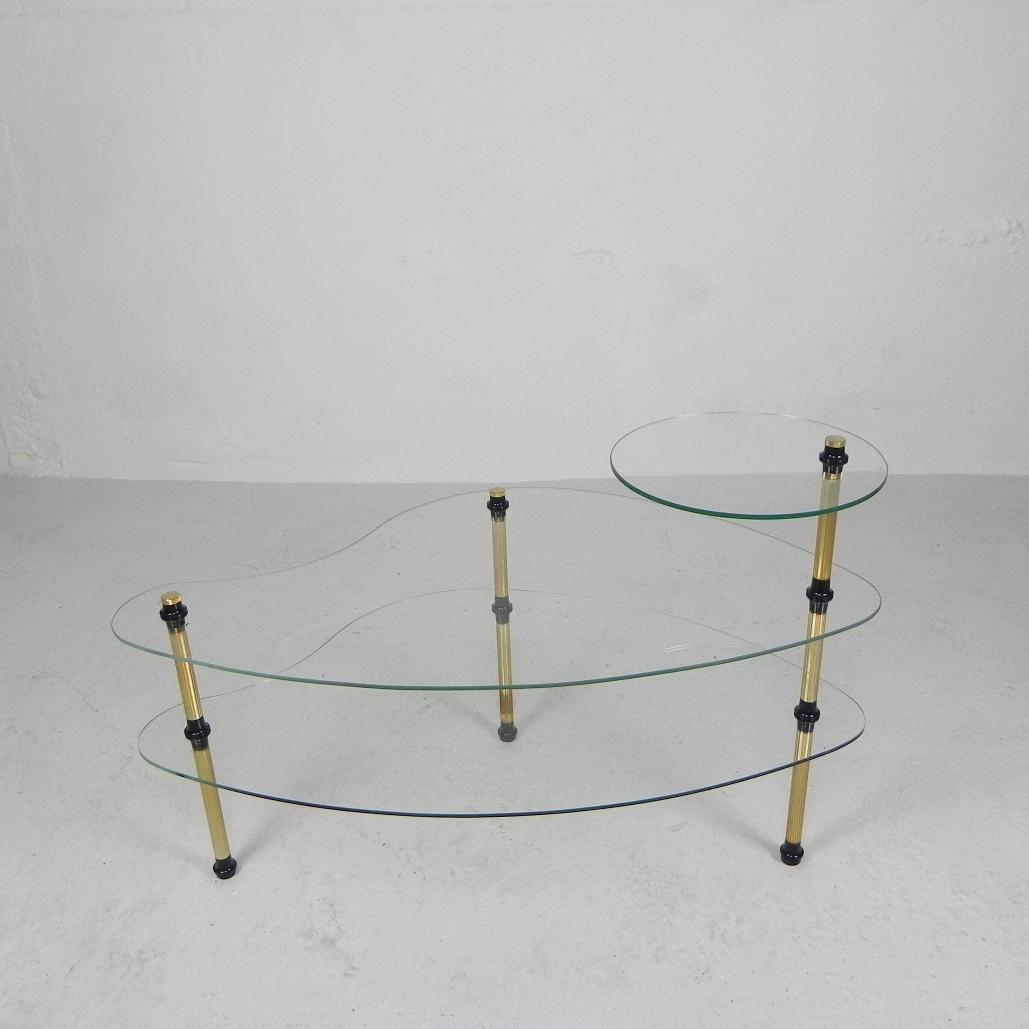 Etagere with 3 glass plates, kidney shape, 1950s