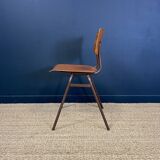 Set of 4 wooden school chairs from the 70s, Netherlands